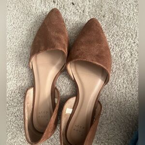 A New Day Women's Julie pointed-toe d'Orsay ballet flats cognac brown faux suede